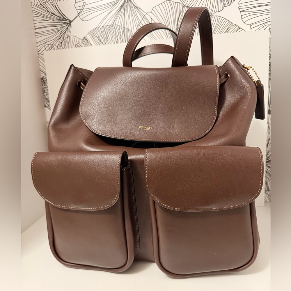 Authentic Coach Crosby 28 Backpack – Natural Grain Leather – Maple- New with Tag
